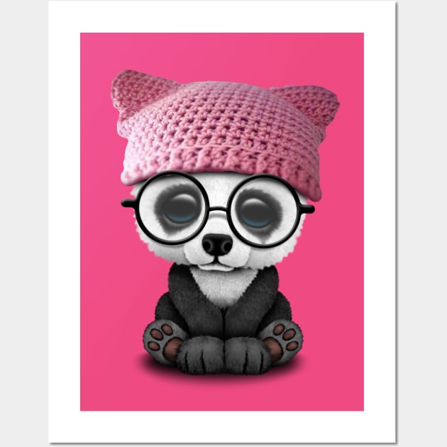 Cute Baby Panda Wearing Pussy Hat Wall Art by jeffbartels